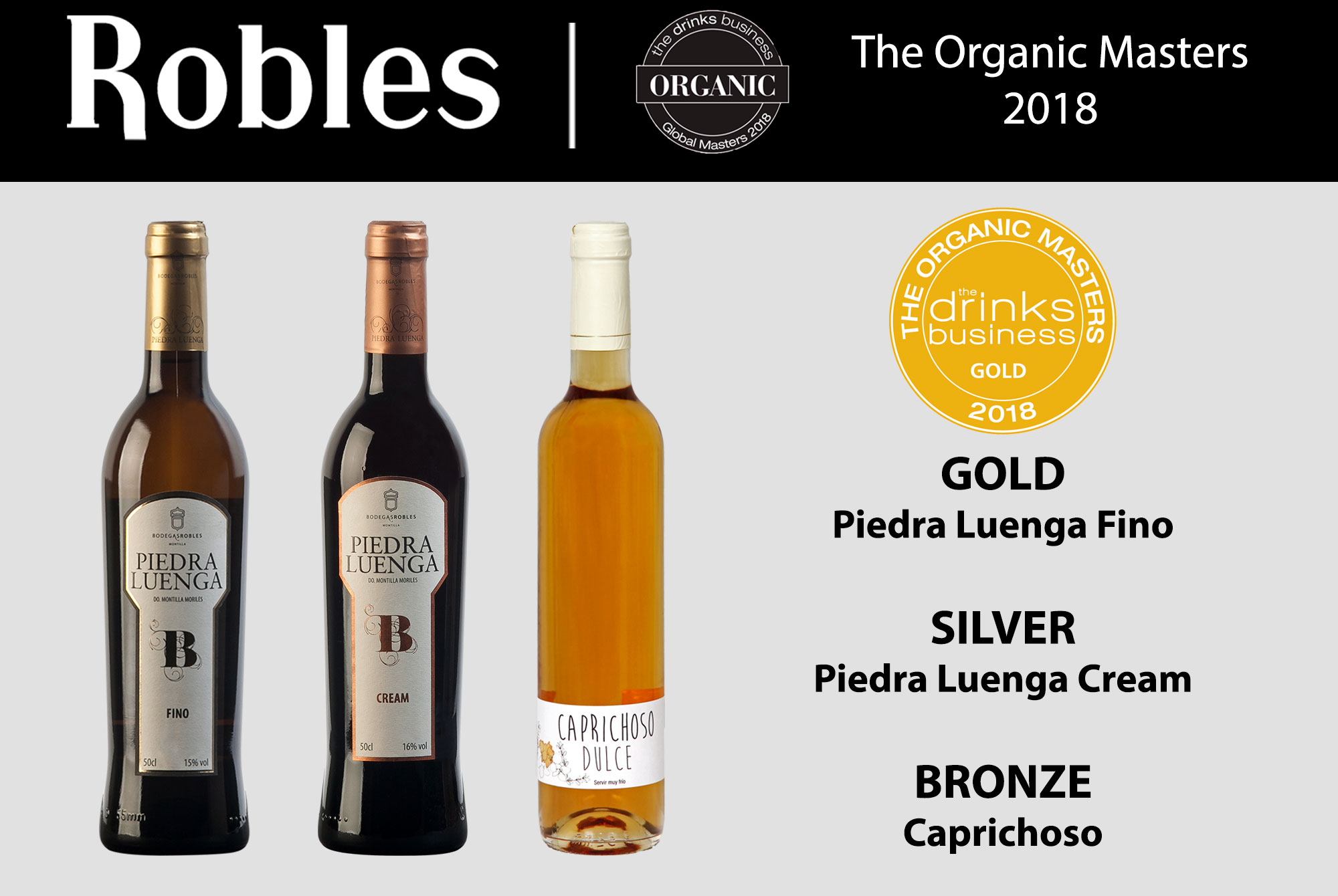 Masters of Wines reconocen los vinos de Bodegas Robles: The Global Organic Masters.