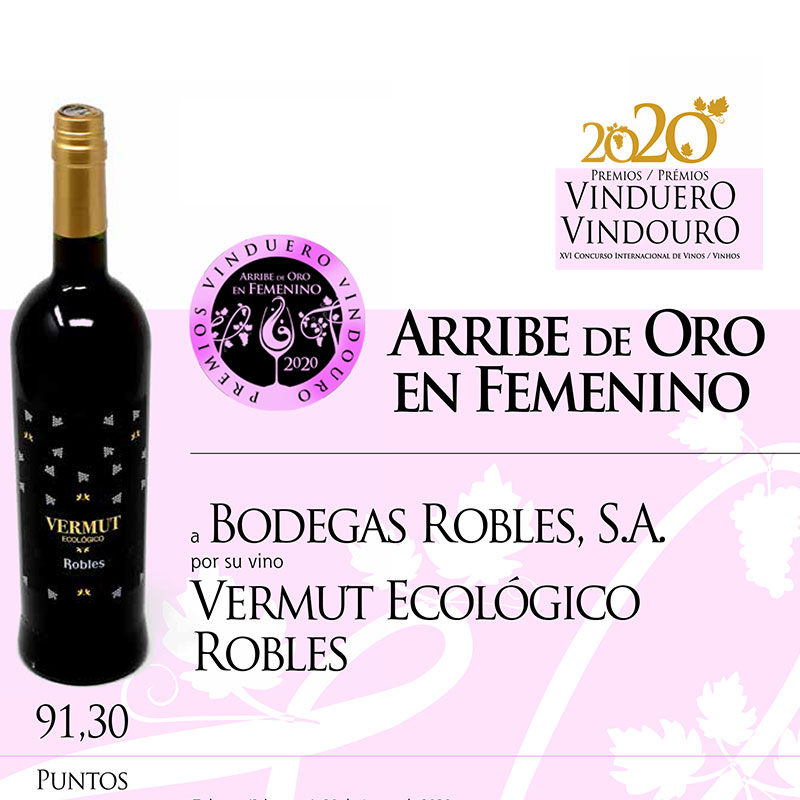 Vermut Ecológico Robles premiado con el Arribe de Oro en Femenino