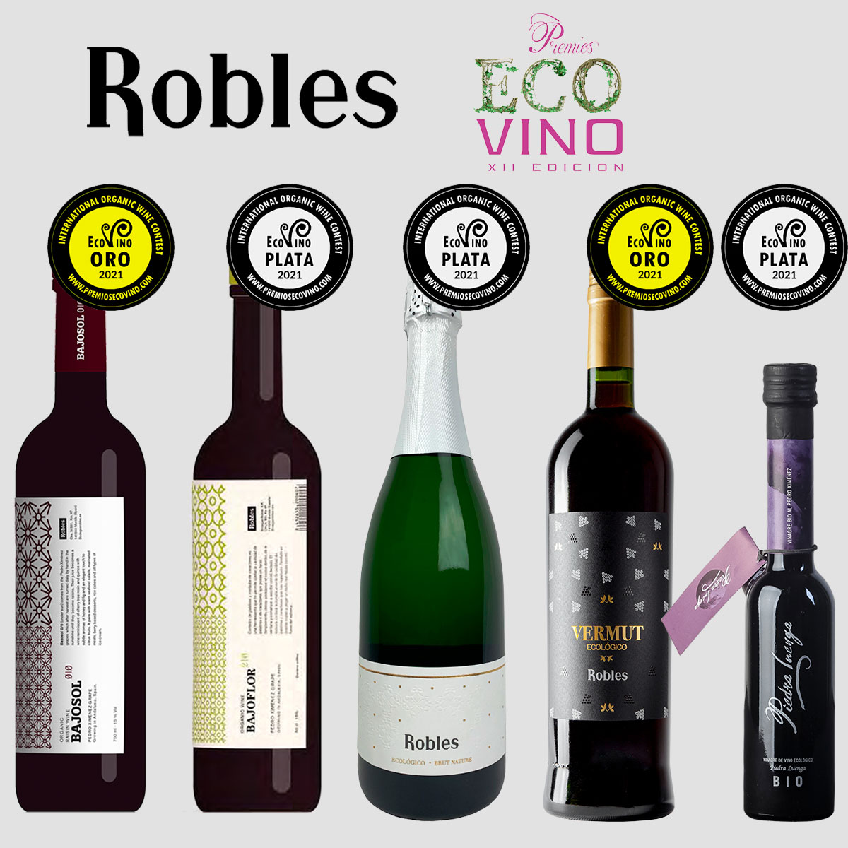 Robles recoge cinco galardones en Ecovino 2021